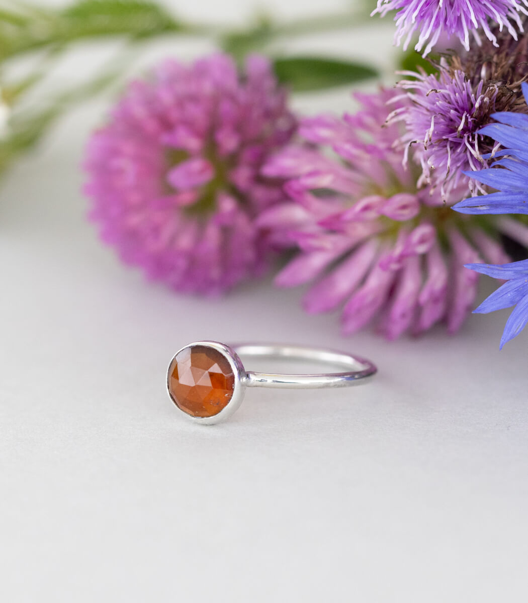 Silber Ring Hessonit Granat Gr. 54 – handgefertigter Schmuck mit orangebraunem Hessonit goodrun