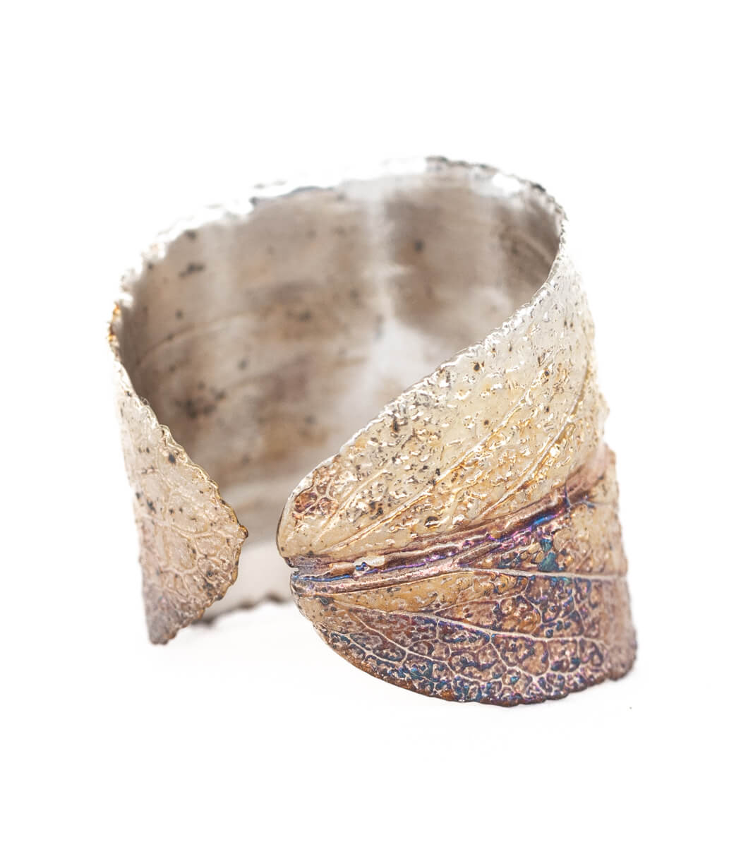 Silber Ring Salbei Gr. 52 – Nahaufnahme Blattstruktur, Naturschmuck aus Recyclingsilber goodrun