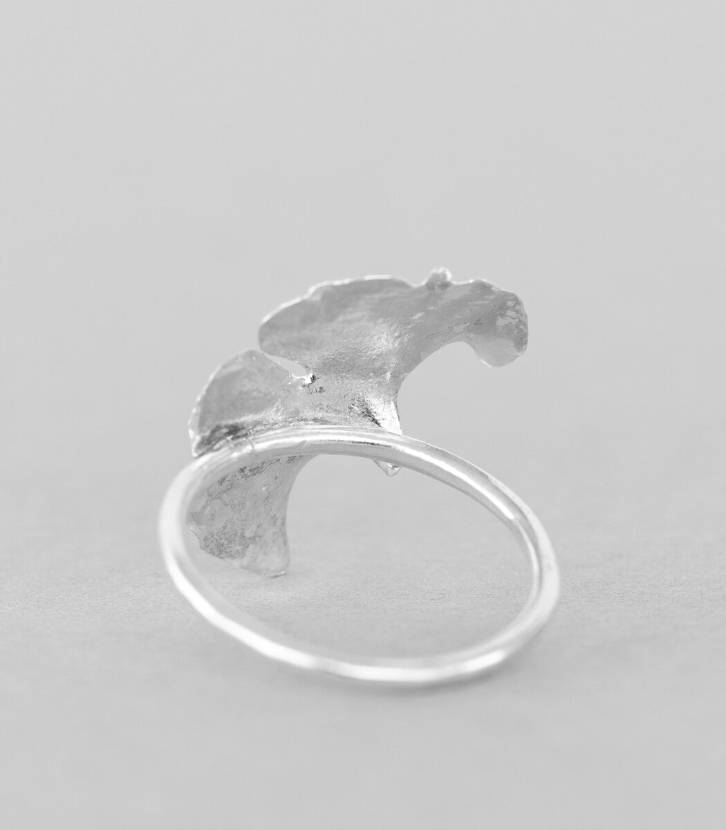 Silber Ring Ginkgoblatt Gr. 55 – Profilansicht, Naturschmuck von goodrun