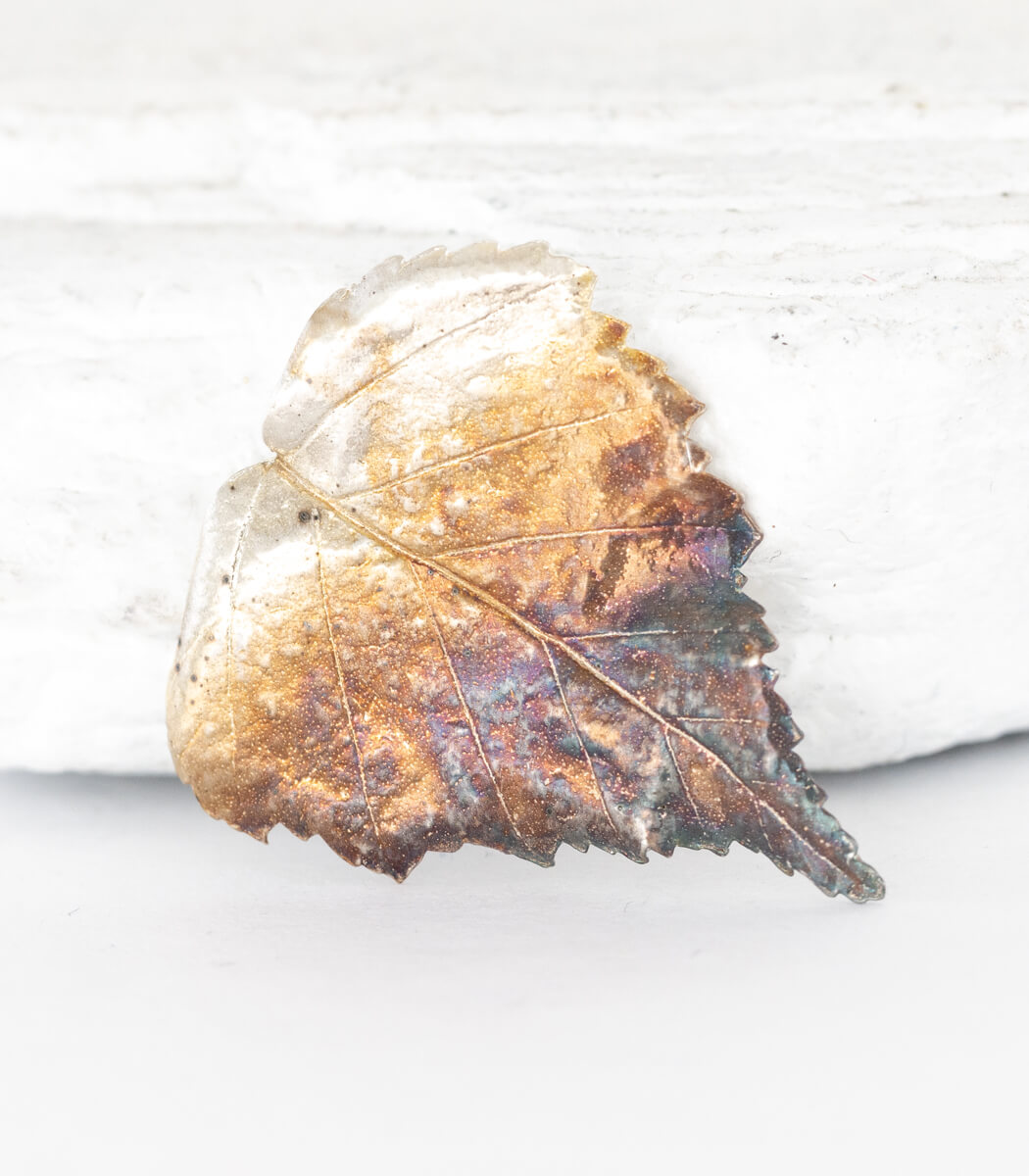 Silber Brosche Birkenblatt – handgefertigter Naturschmuck aus echtem Birkenblatt, Recyclingsilber goodrun