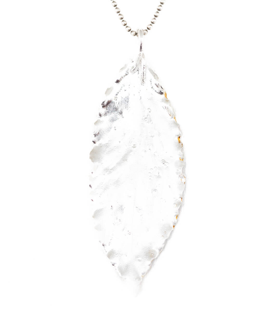 Silber Anhänger Lorbeerblatt – Rückseite, Naturschmuck aus echtem Lorbeerblatt goodrun