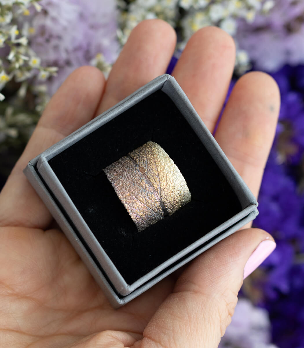 Silber Ring Salbei Gr. 66 zweites Unikat – handgefertigter Naturschmuck aus echtem Salbeiblatt goodrun