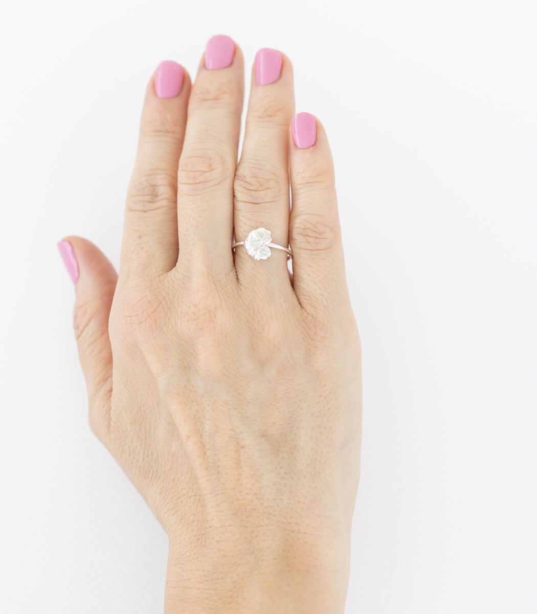 Silber Ring Gundermann Gr. 56 – Draufsicht Ringkopf, Naturschmuck Unikat goodrun