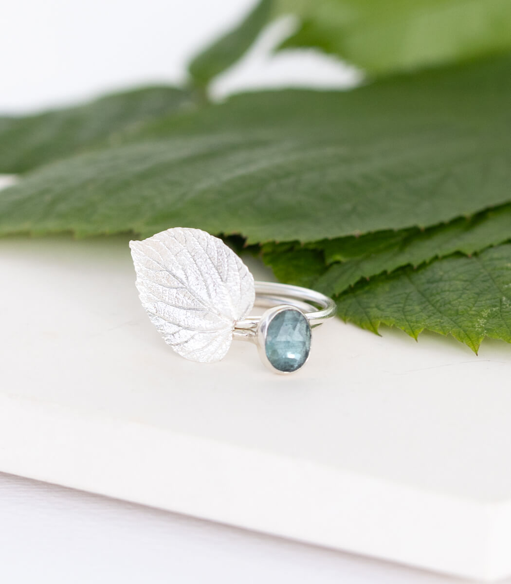 Silber Ring Kyanit blau Gr. 51 – Rückansicht, Naturschmuck Recyclingsilber goodrun