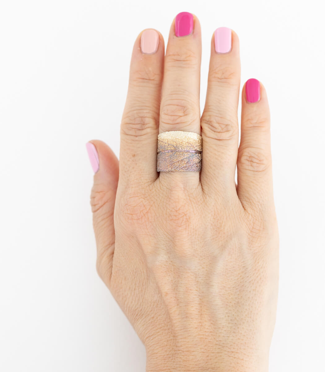 Silber Ring Salbei Gr. 66 zweites Unikat – Draufsicht Ringkopf und Salbeiblatt, Naturschmuck goodrun
