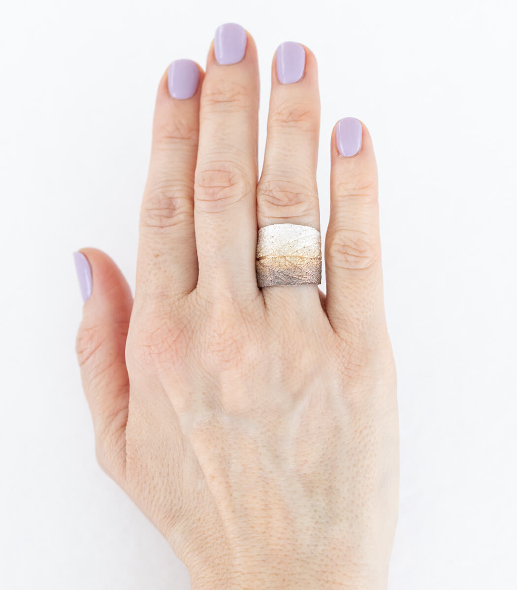 Salbei Ring Silber Gr. 57, Detailansicht Blatt, Naturschmuck handgemacht – goodrun