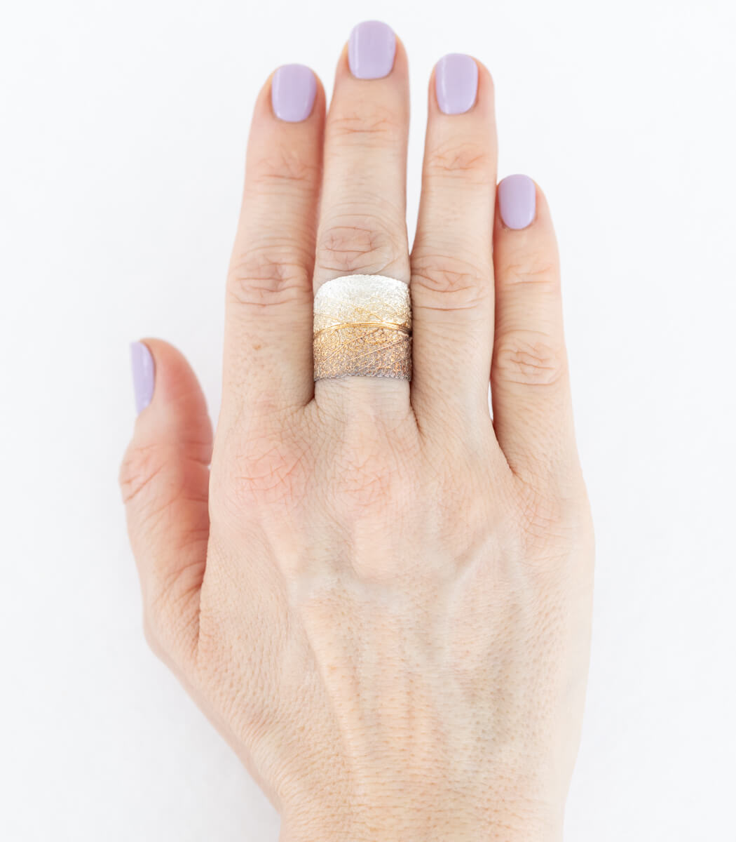 Salbei Ring Silber Gr. 59, Detailansicht Blatt, Naturschmuck handgemacht – goodrun