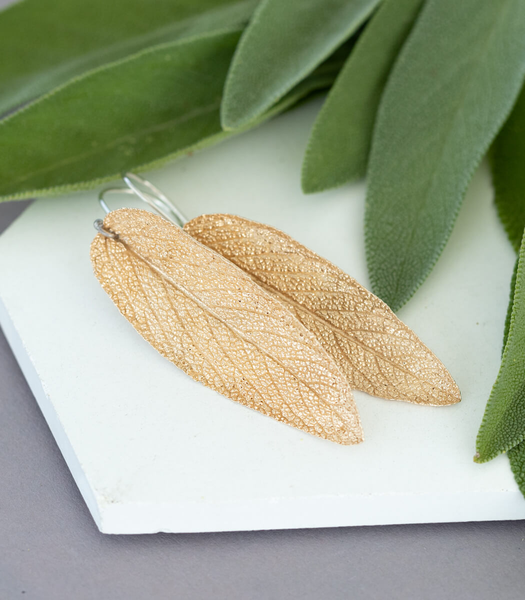 Salbeiblatt Ohrhänger Bronze