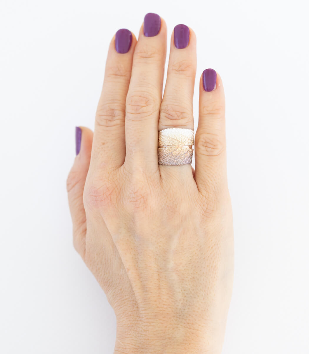 Salbei Ring Silber, Detailansicht Blatt, Naturschmuck handgemacht – goodrun