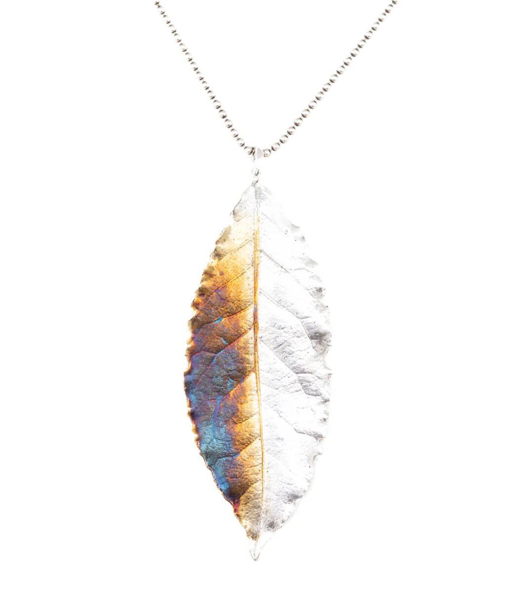 Silber Anhänger Lorbeerblatt – handgefertigter Naturschmuck aus echtem Lorbeerblatt, Recyclingsilber goodrun