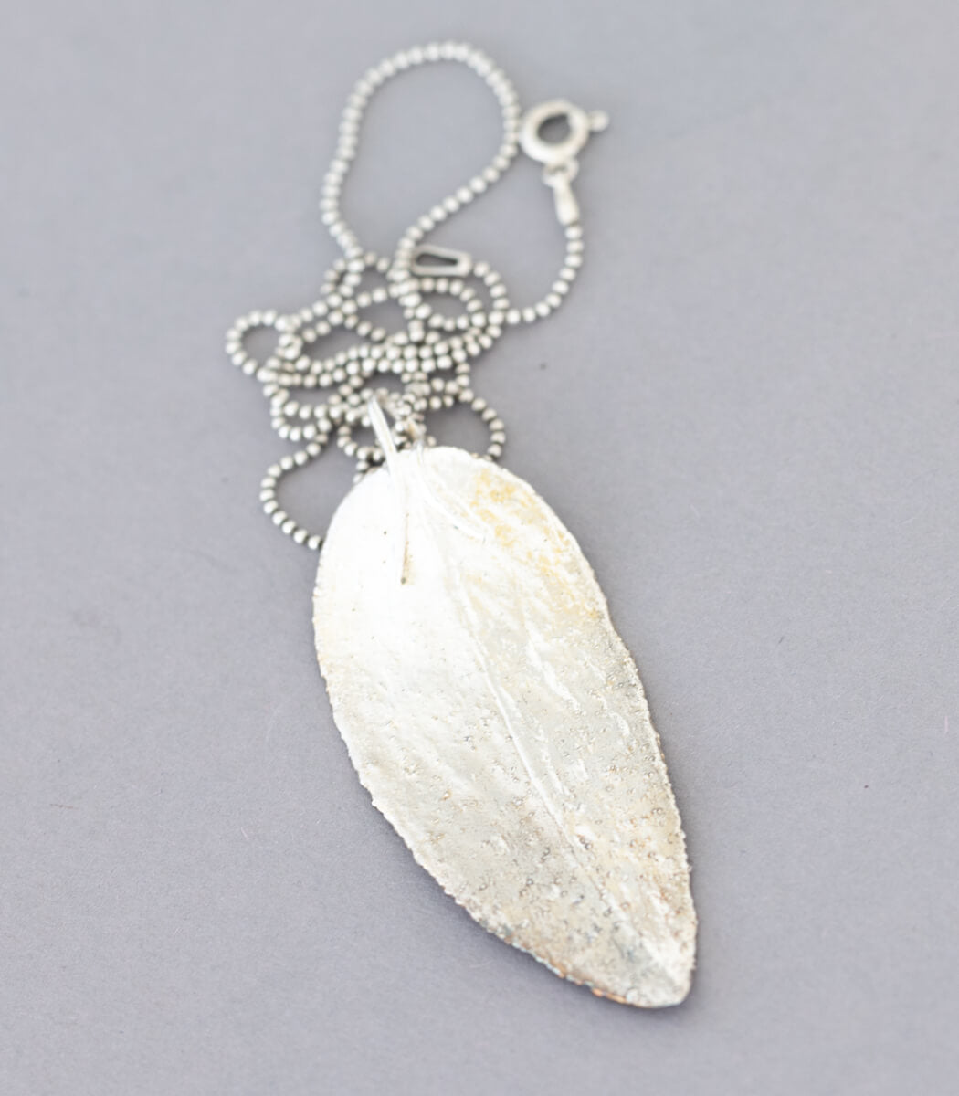 Salbeiblatt Anhänger Silber, Nahaufnahme Blatt, Unikat Naturschmuck – goodrun