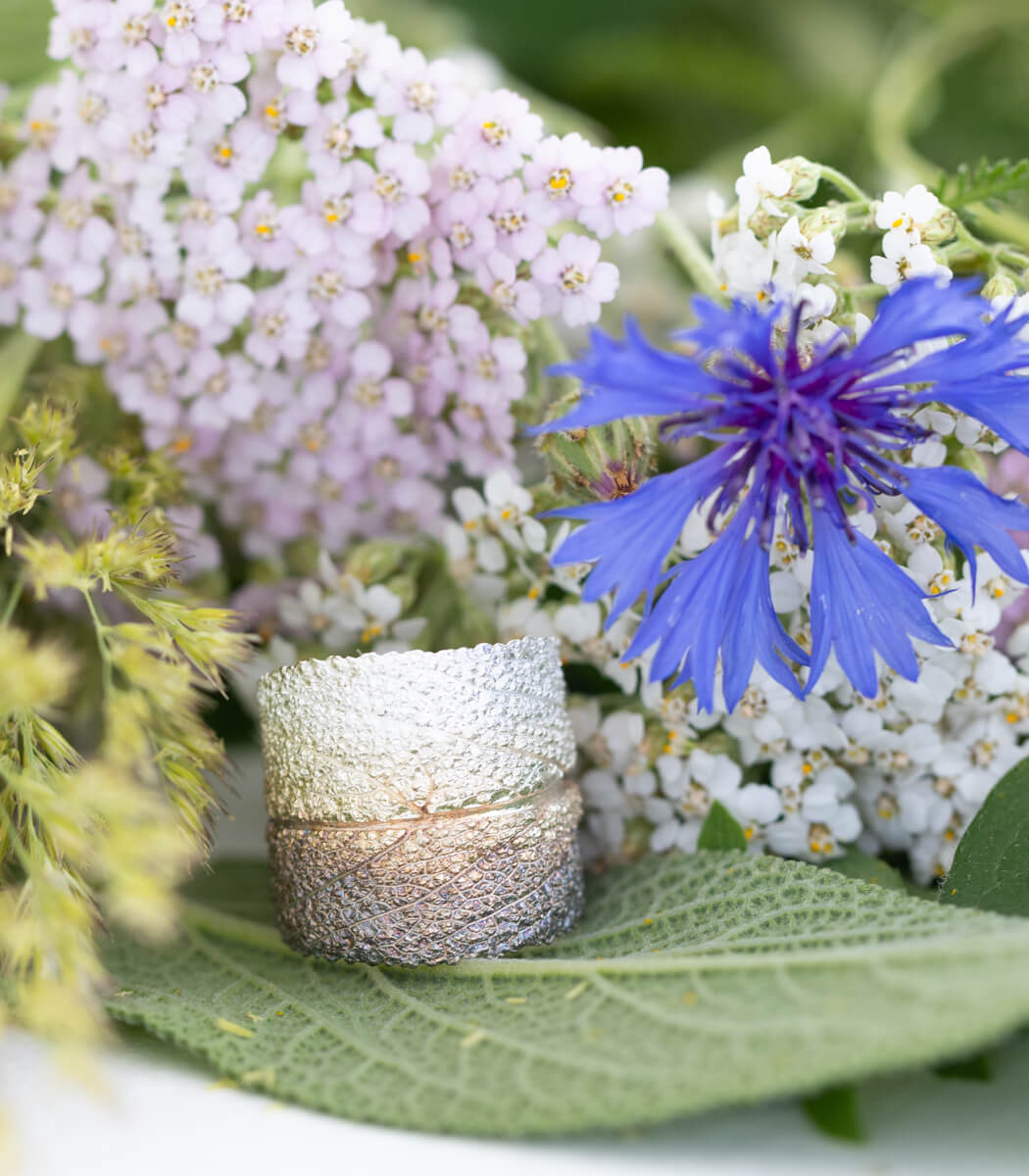 Silber Ring Salbei Gr. 57 – handgefertigter Naturschmuck aus echtem Salbeiblatt, Recyclingsilber goodrun
