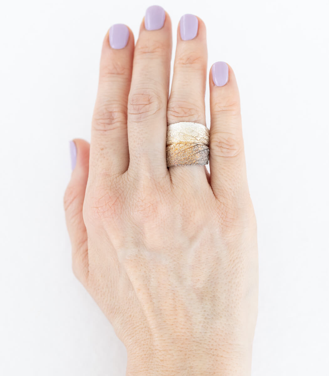 Salbei Ring Silber Gr. 60, weiteres Unikat, Detailansicht Blatt – goodrun