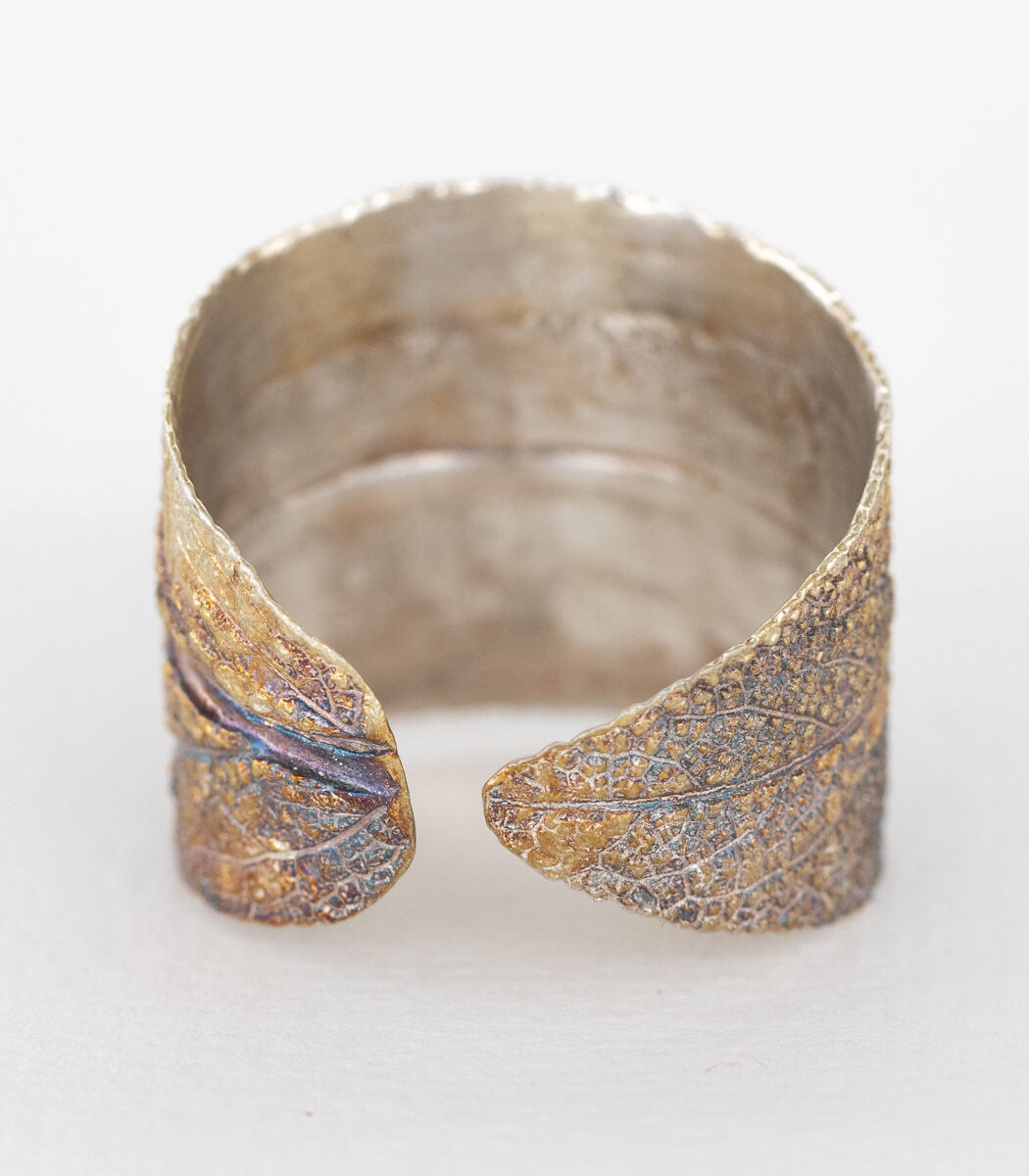 Silber Ring Salbei Gr. 66 zweites Unikat – Nahaufnahme Blattstruktur, Recyclingsilber goodrun