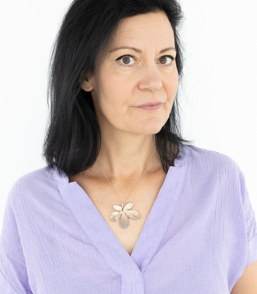 Silber Anhänger Kastanienblatt – Draufsicht Kastanienblatt, Naturschmuck Unikat von goodrun