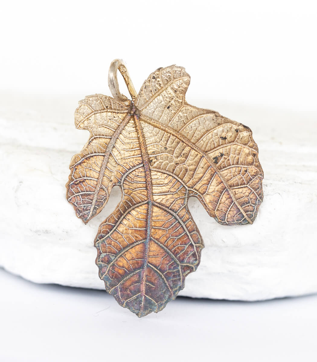 Silber Anhänger Feigenblatt zweites Unikat – handgefertigter Naturschmuck aus echtem Feigenblatt goodrun