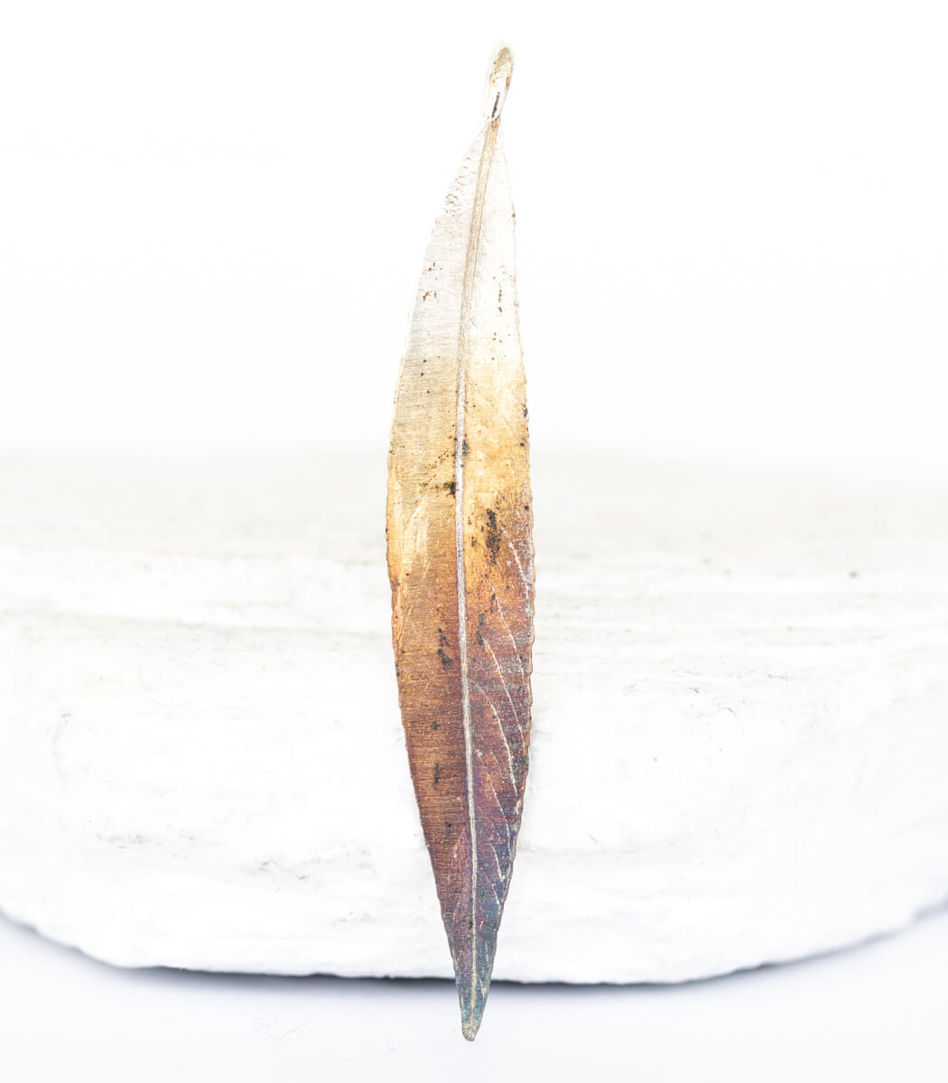 Silber Anhänger Weidenblatt – handgefertigter Naturschmuck aus echtem Weidenblatt, Recyclingsilber goodrun