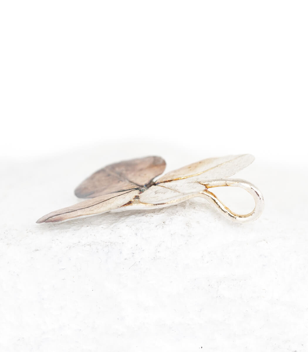 Silber Anhänger Vierblättriger Klee zweites Unikat – Rückseite, Naturschmuck Unikat von goodrun