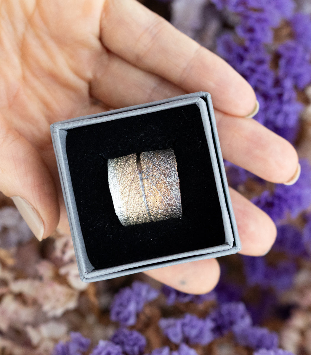 Silber Ring Salbei Gr. 66 – handgefertigter Naturschmuck aus echtem Salbeiblatt, Recyclingsilber goodrun