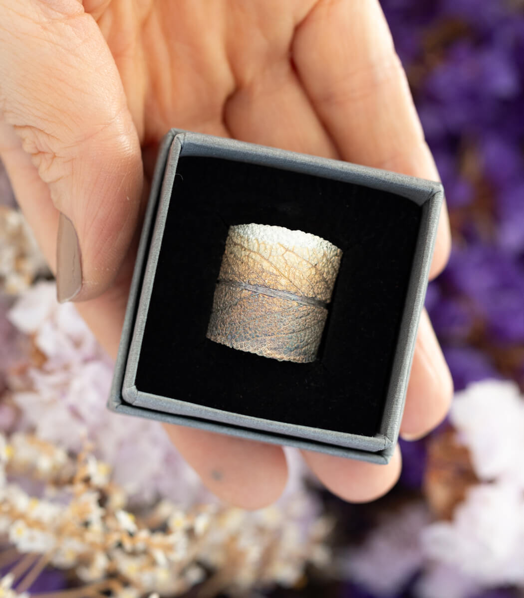 Silber Ring Salbei Gr. 60 zweites Unikat – handgefertigter Naturschmuck aus echtem Salbeiblatt goodrun