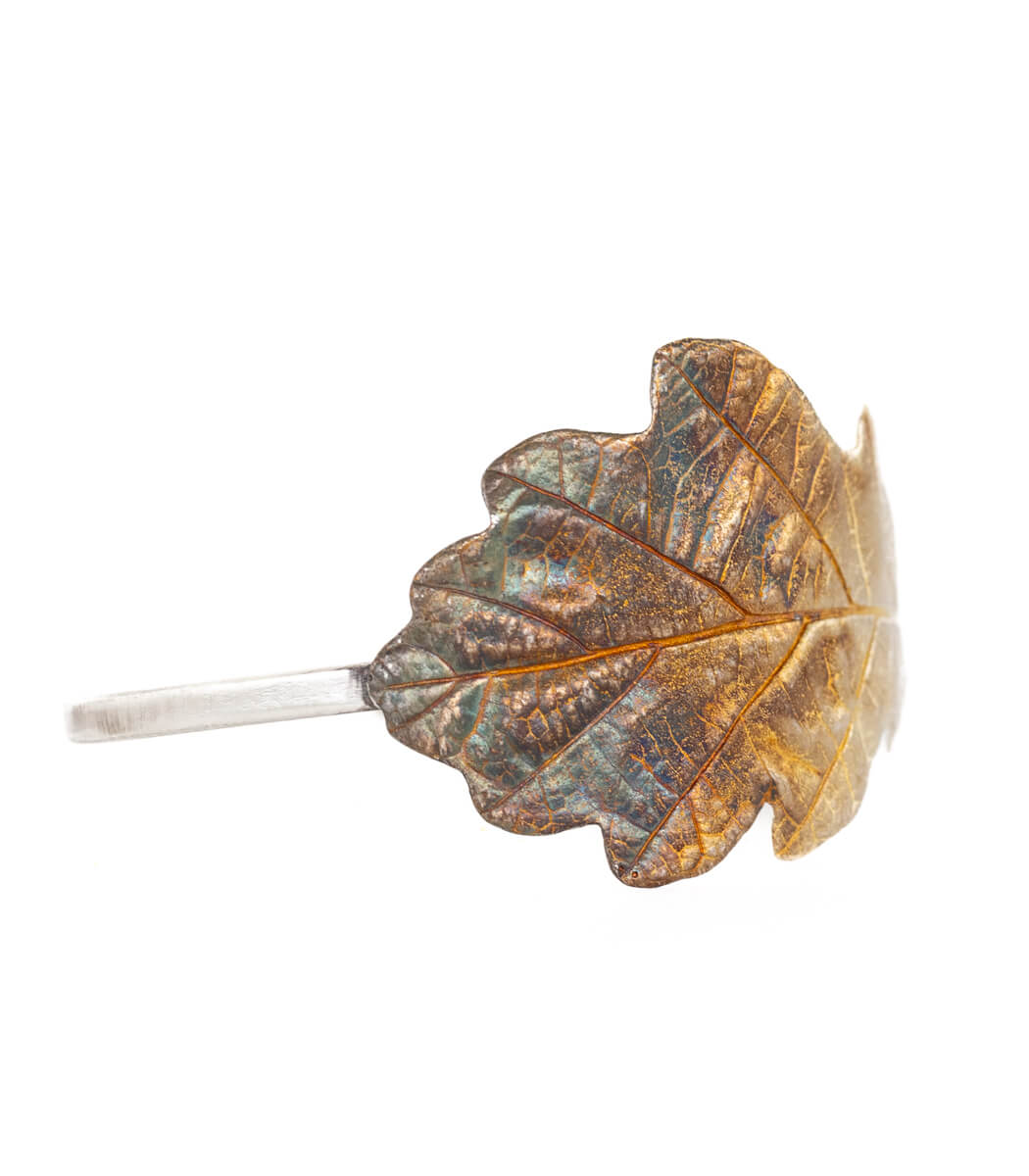 Silber Armspange Eichenblatt – Gesamtansicht Armspange, fairer Schmuck goodrun