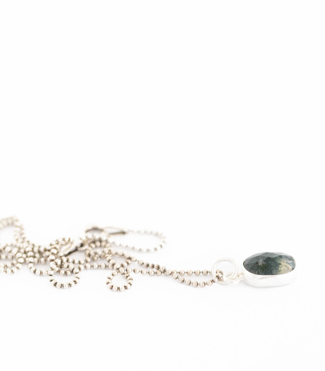 Silber Anhänger Moosachat – Rückseite, Naturschmuck Unikat von goodrun