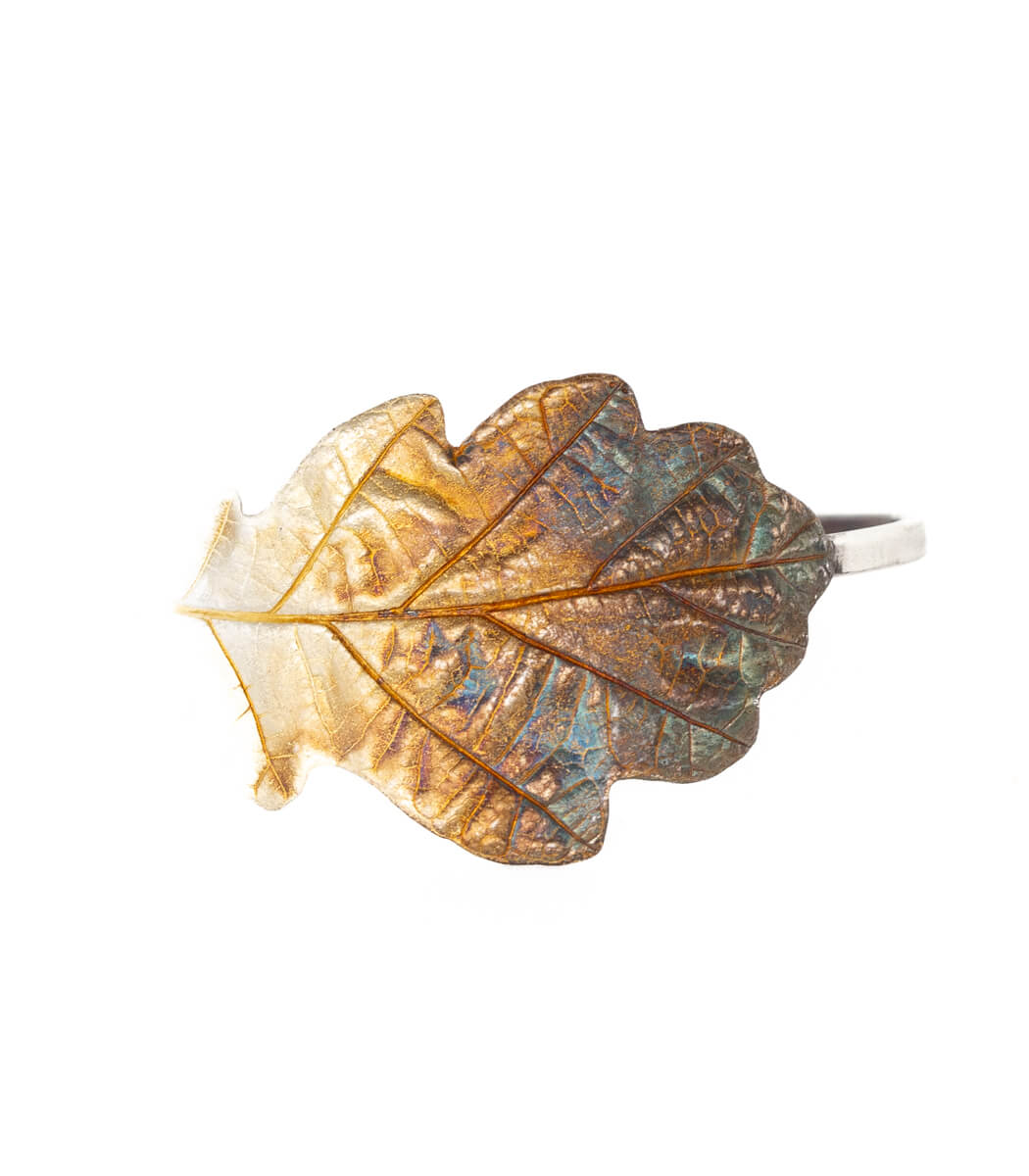 Silber Armspange Eichenblatt – Draufsicht Eichenblatt, handgefertigter Naturschmuck goodrun