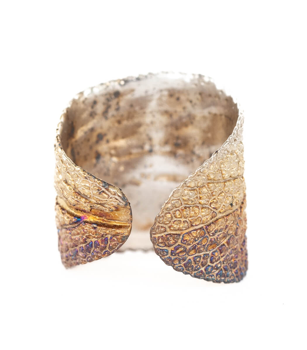 Silber Ring Salbei Gr. 50 – Nahaufnahme Blattstruktur, Naturschmuck aus Recyclingsilber goodrun