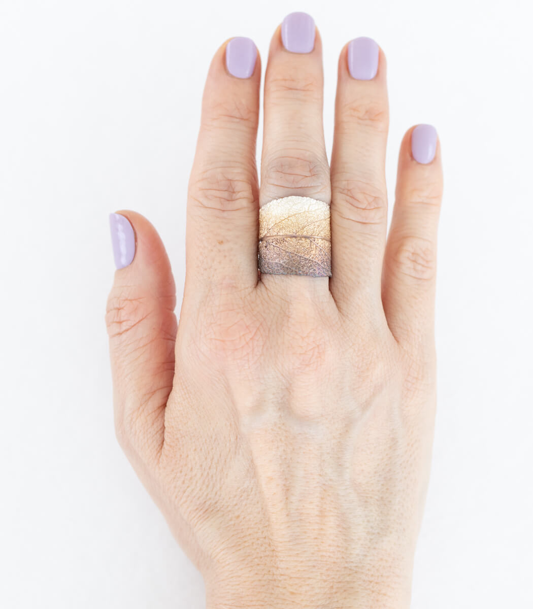 Salbei Ring Silber Gr. 60, Detailansicht Blatt, Naturschmuck handgemacht – goodrun