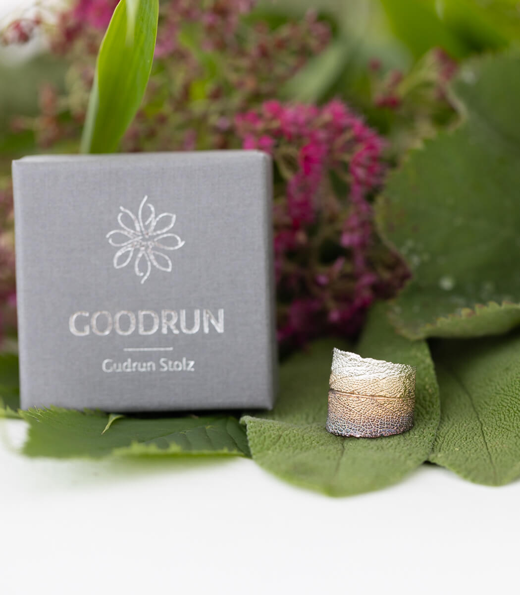 Silber Ring Salbei Gr. 49 – handgefertigter Naturschmuck aus echtem Salbeiblatt, Recyclingsilber goodrun