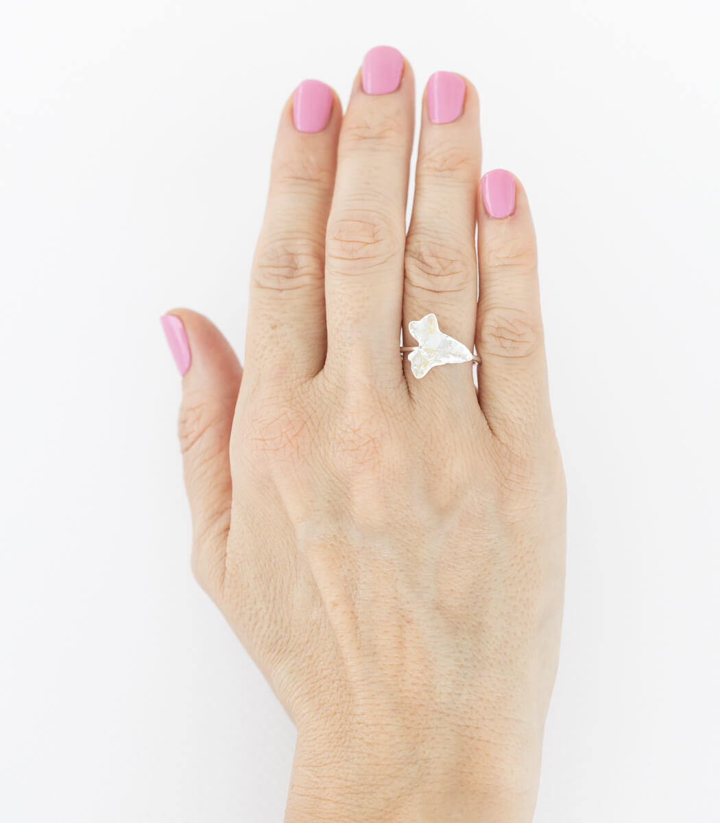 Silber Ring Efeublatt Gr. 57 – Draufsicht Ringkopf, Naturschmuck Unikat goodrun