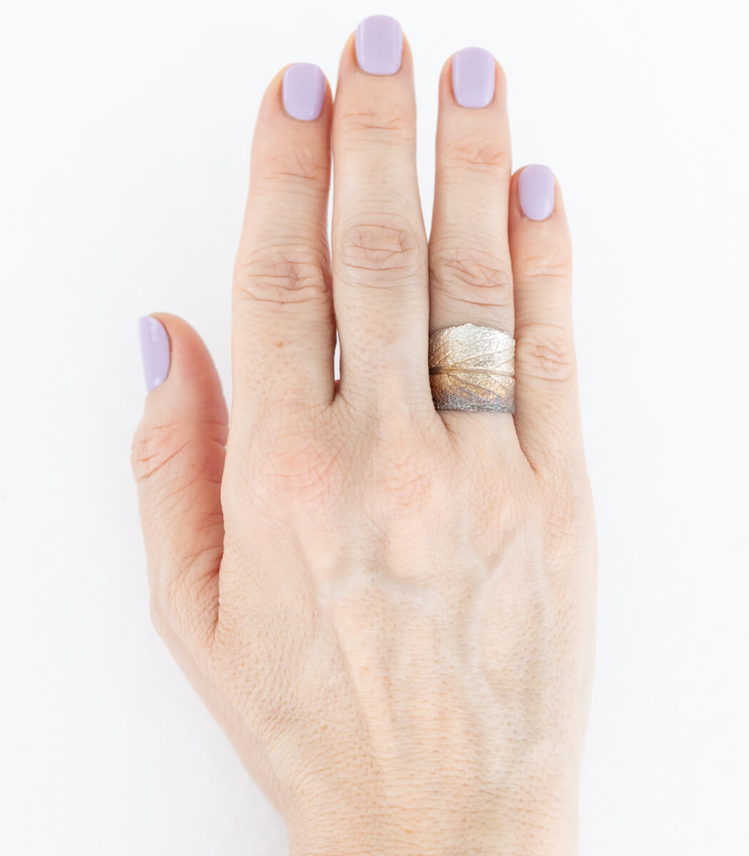 Salbei Ring Silber Gr. 54, zweites Unikat, Detailansicht Blatt – goodrun
