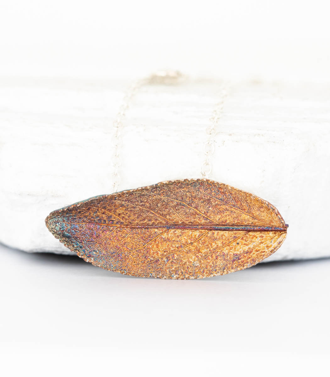 Silber Kette Salbeiblatt – handgefertigter Naturschmuck Anhänger aus echtem Salbeiblatt, Recyclingsilber – goodrun