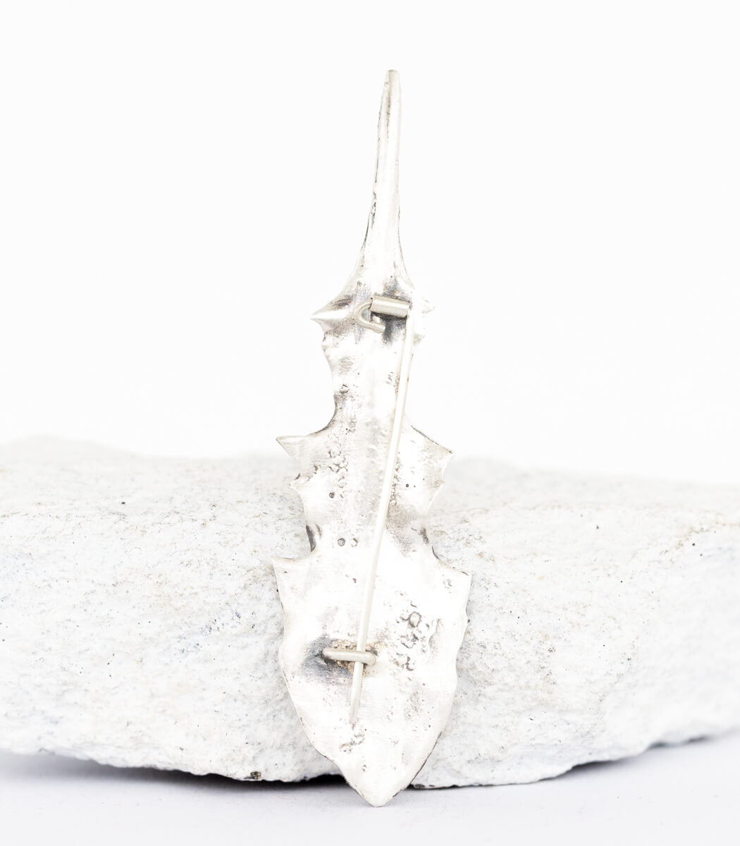 Silber Brosche Löwenzahn – zweites Stück Rückseite mit Stecknadel, Naturschmuck Einzelstück
