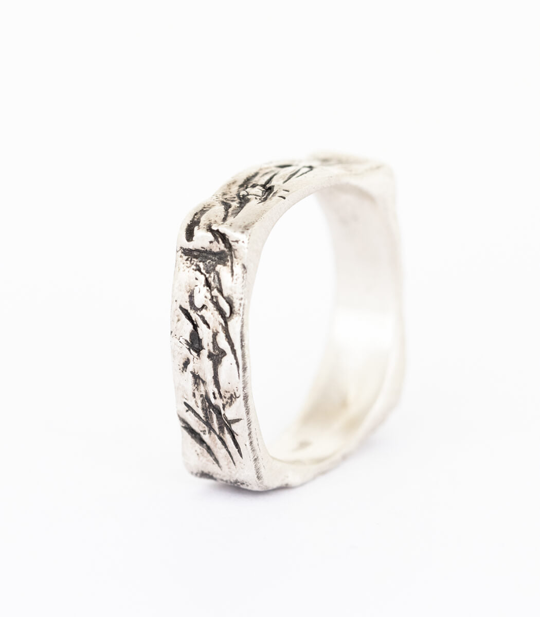 Silber Ring Steinstruktur schmal Gr. 61
