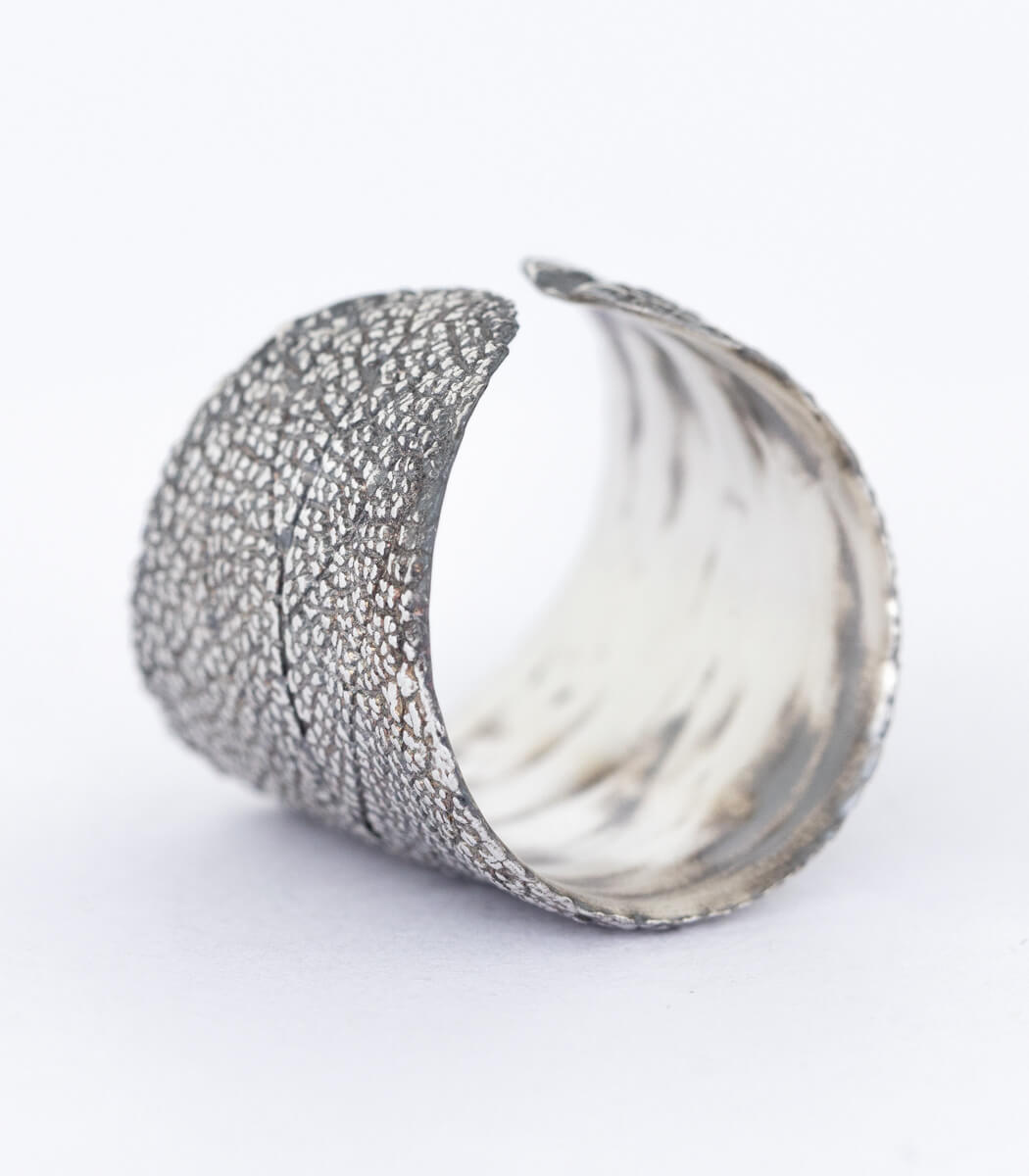 Silber Ring Salbeiblatt Gr. 52 – Innenseite und Ringschiene, handgefertigter Schmuck von goodrun