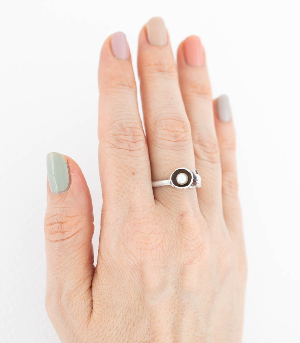 Silber Ring Blütenkelch Gr. 58