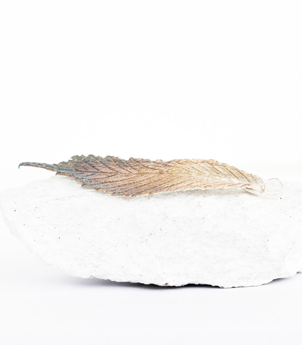 Ulme Silber Anhänger – zweites Stück Größenvergleich, handgefertigtes Naturschmuck Unikat goodrun