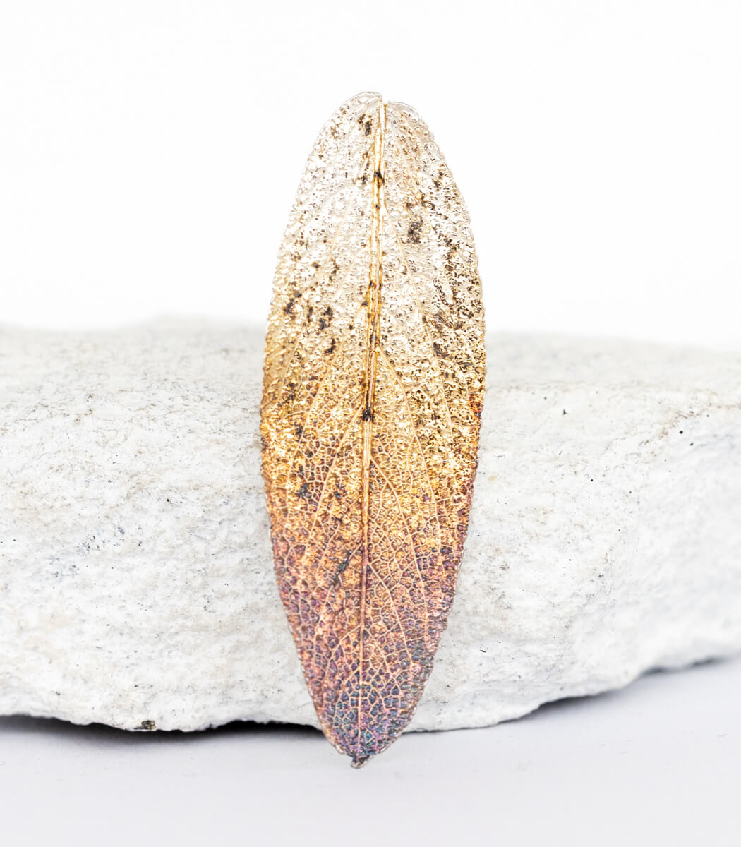 Silber Brosche Salbeiblatt – handgefertigter Naturschmuck aus echtem Salbeiblatt, Recyclingsilber – goodrun
