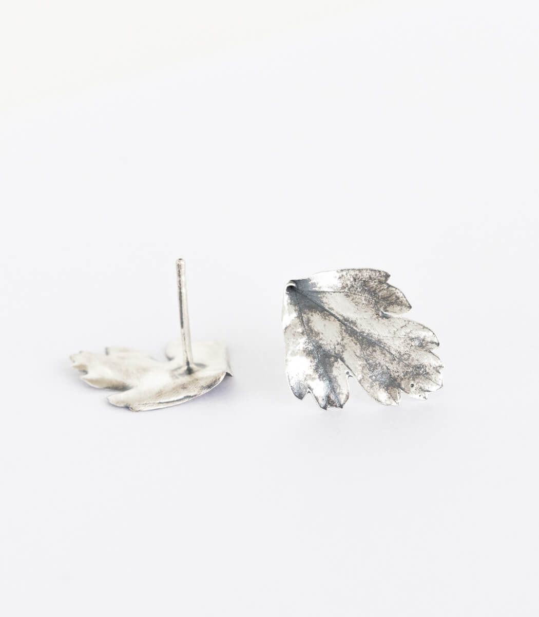 Silber Ohrstecker Petersilie – Paar Rückseite, handgefertigte Naturschmuck Ohrstecker goodrun