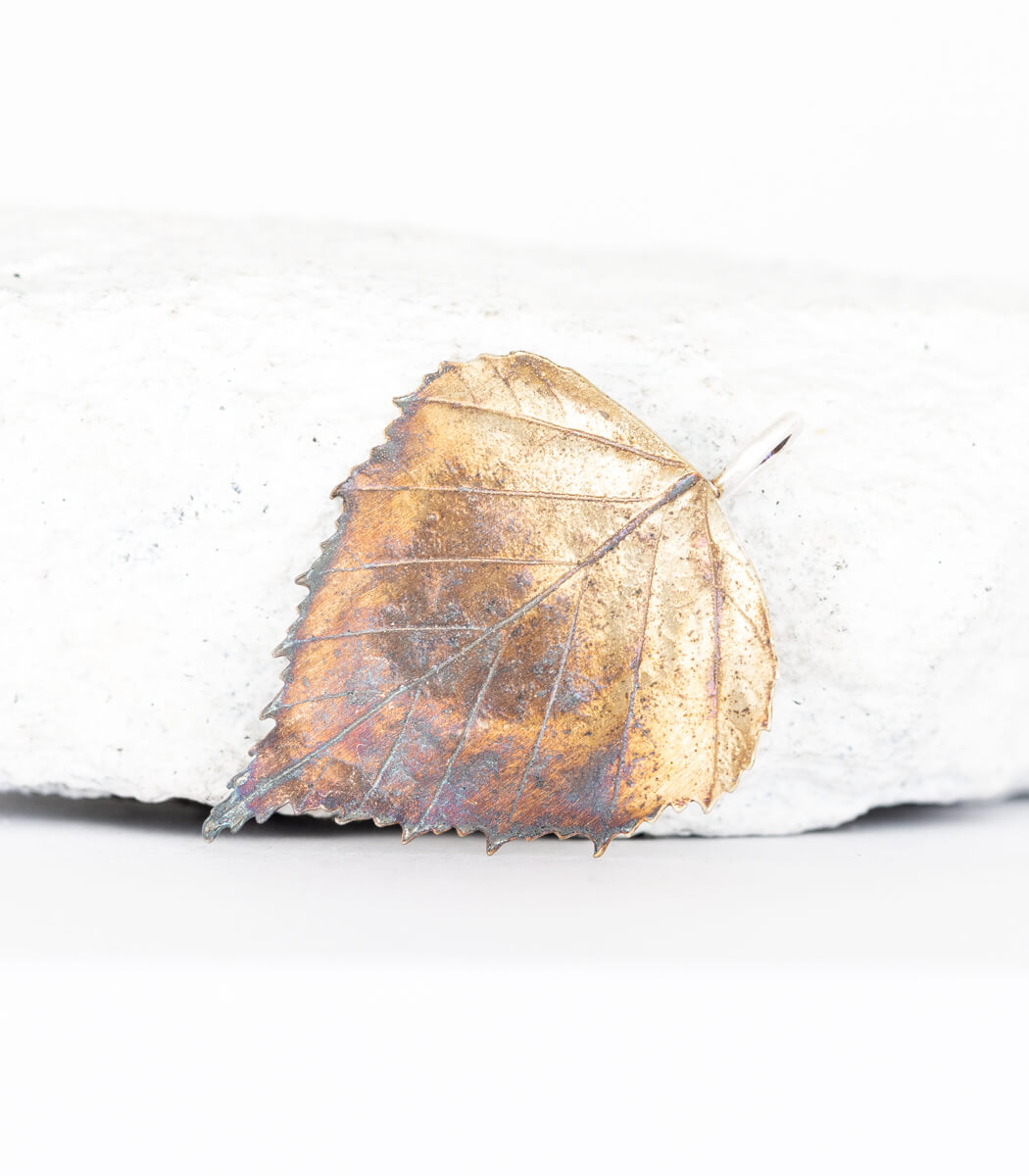 Silber Anhänger Birkenblatt – handgefertigter Naturschmuck aus echtem Birkenblatt, Recyclingsilber – goodrun