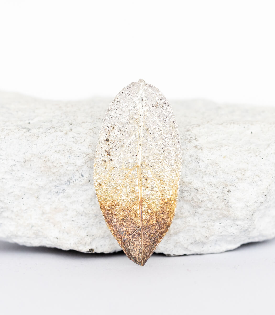 Silber Brosche Salbeiblatt – zweites Unikat, handgefertigter Naturschmuck aus echtem Salbeiblatt – goodrun