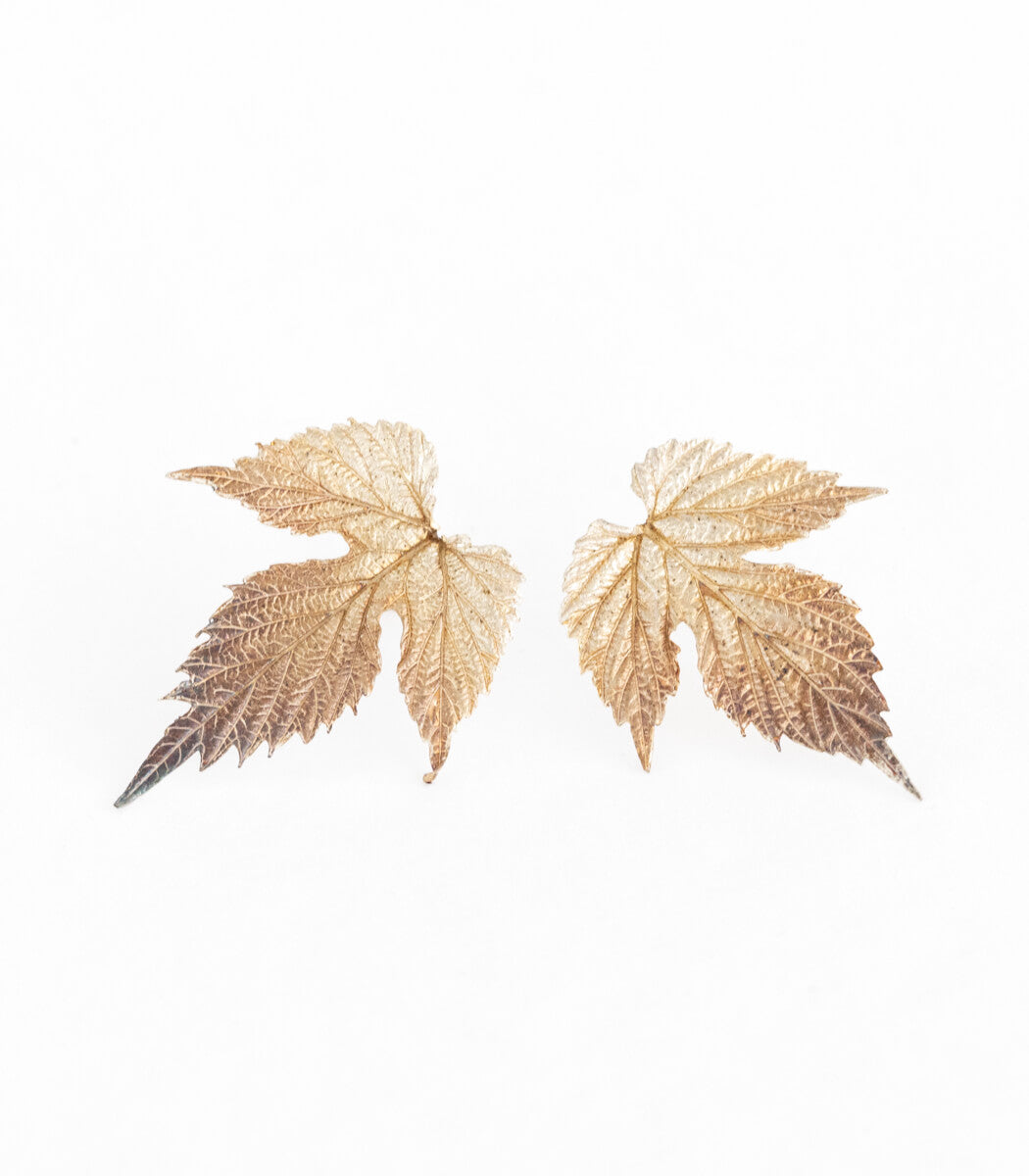 Silber Ohrstecker Hopfenblatt – Rückseite mit Verschluss, Naturschmuck aus echtem Hopfenblatt goodrun