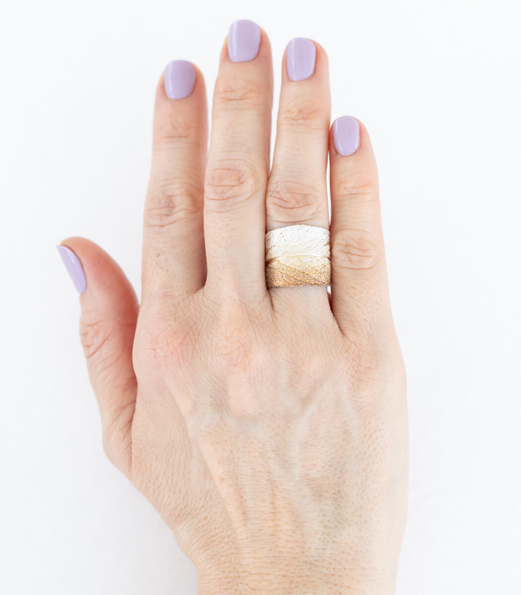 Salbei Ring Silber Gr. 56, Detailansicht Blatt, Naturschmuck handgemacht – goodrun