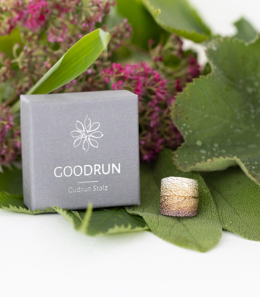 Silber Ring Salbei Gr. 50 – handgefertigter Naturschmuck aus echtem Salbeiblatt, Recyclingsilber goodrun