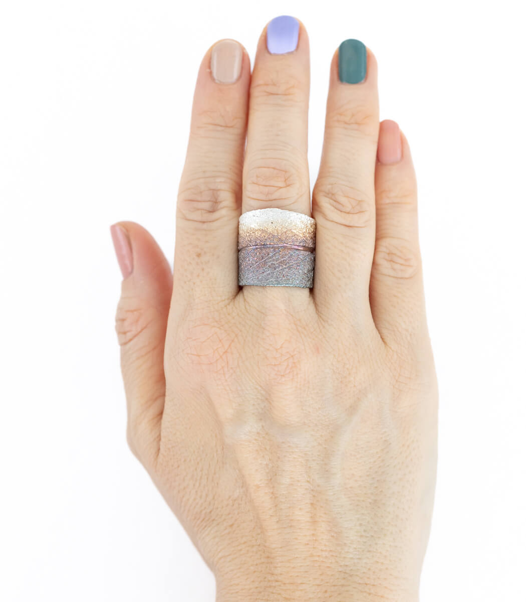 Silber Ring Salbei Gr. 65 – Draufsicht Ringkopf und Salbeiblatt, Naturschmuck Unikat goodrun