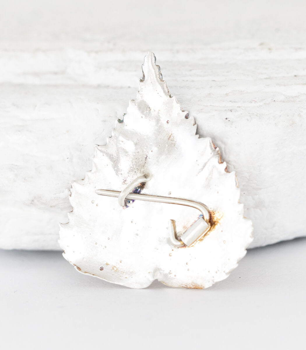 Silber Brosche Birkenblatt – getragen am Stoff, Naturschmuck aus echtem Birkenblatt goodrun