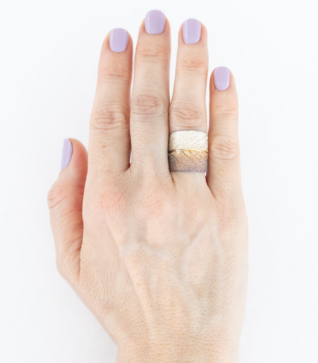 Salbei Ring Silber Gr. 57, weiteres Unikat, Detailansicht Blatt – goodrun