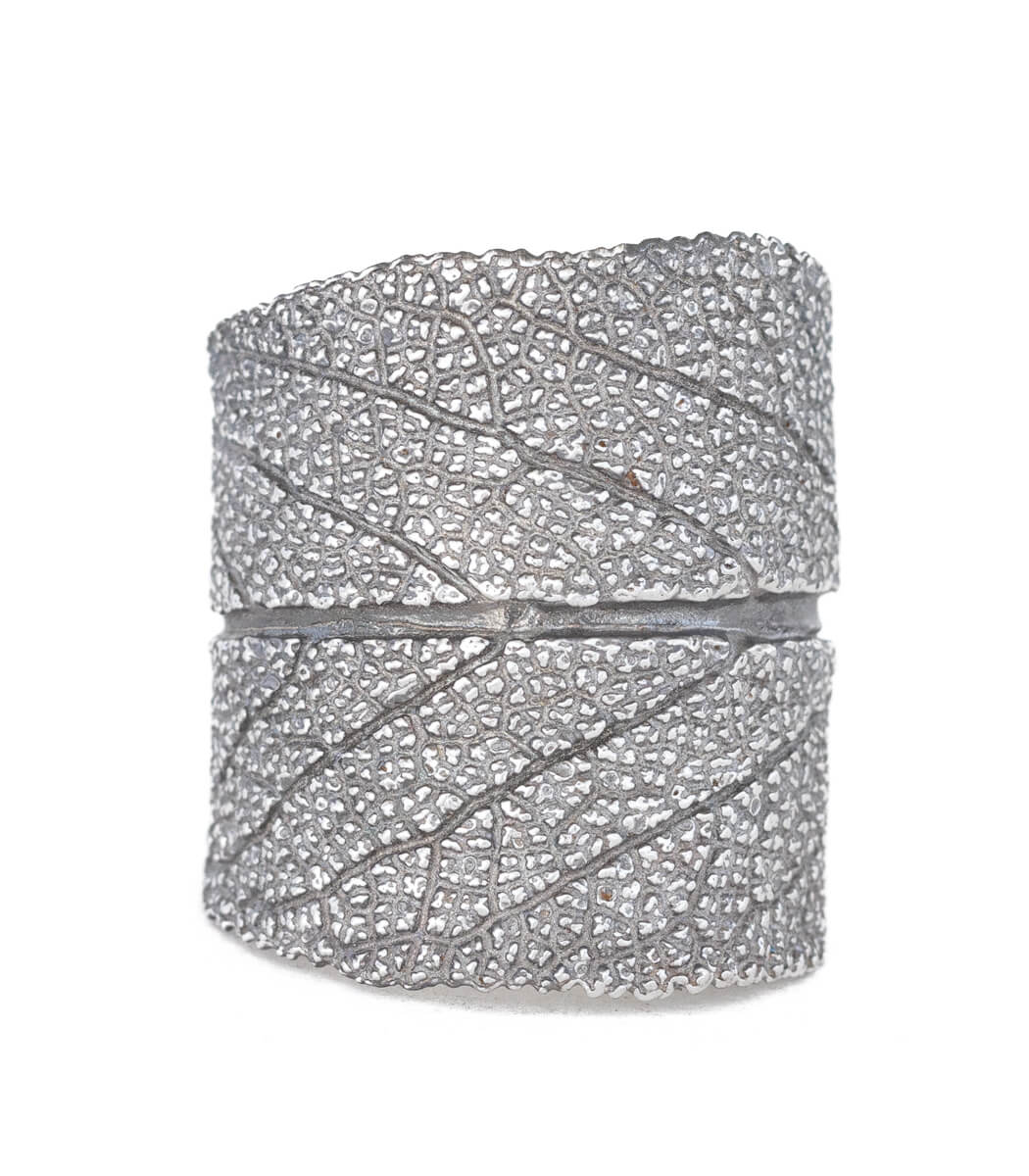 Silber Ring Salbei Gr. 53 – handgefertigter Naturschmuck aus echtem Salbeiblatt, Recyclingsilber goodrun