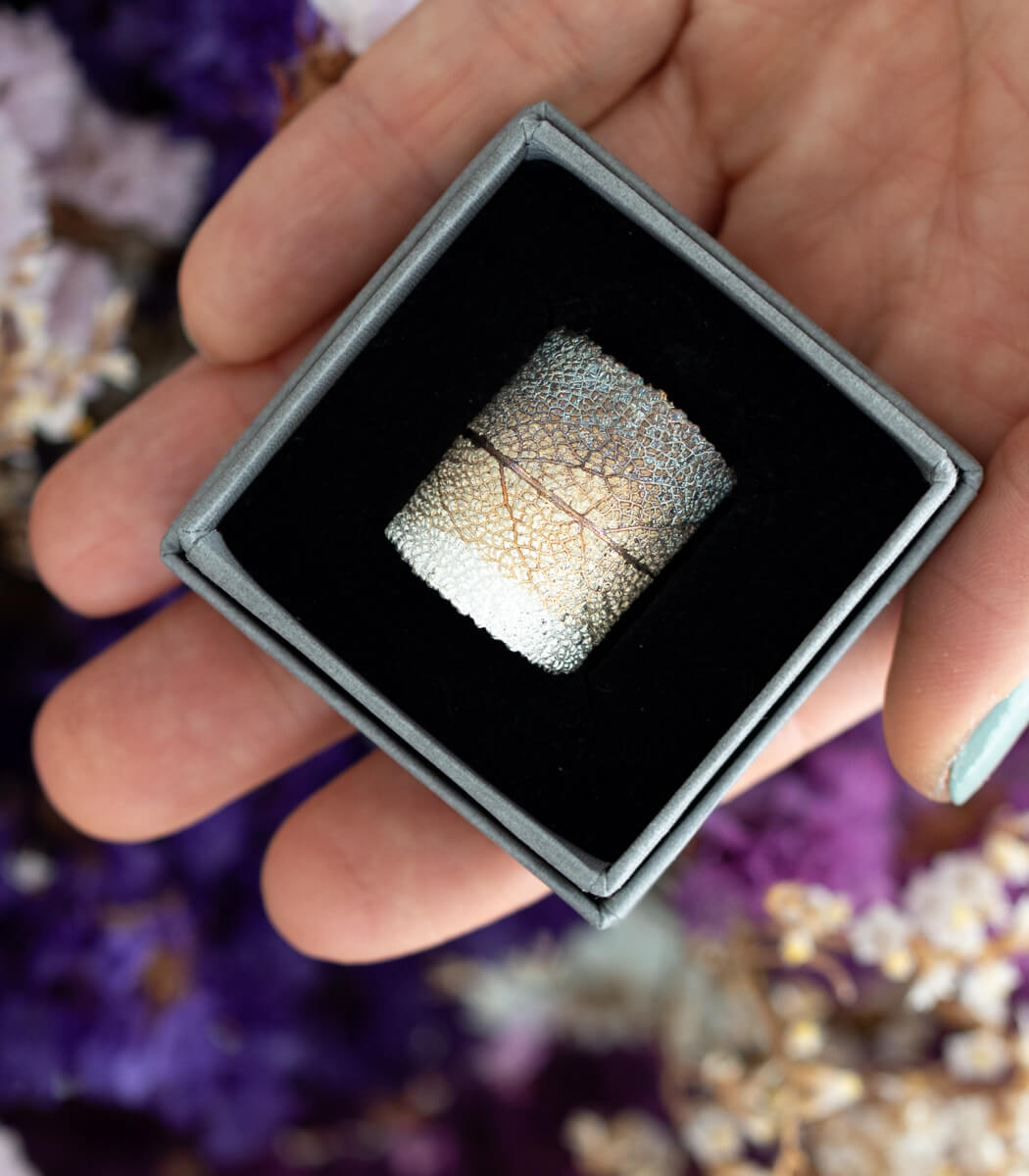 Silber Ring Salbei Gr. 60 weiteres Unikat – handgefertigter Naturschmuck, Salbeiblatt Recyclingsilber goodrun